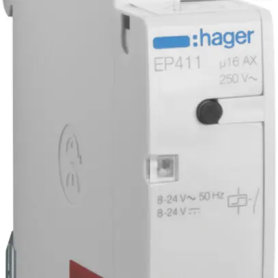 Télérupteur Hager 1UM 8…24VAC/DC 1500W 0 ouvreur 1 fermeur 0 inverseur 