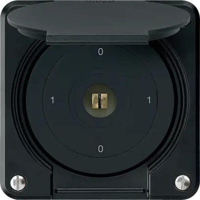 Interrupteur à clé carrée ENC robusto IP55 avec clapet S0/2P noir combi 