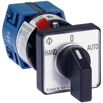 Commutatore INS K&N CG4.A210.FS2, 10A/400V 1L 30×30mm "HAND-0-AUTO" 