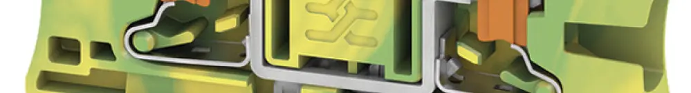 Durchgangs-Reihenklemme WM AL2C 4 PE 4mm² PUSH IN 2×1 TH35 grün/gelb 