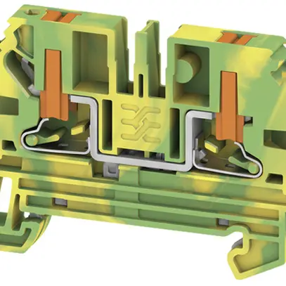 Durchgangs-Reihenklemme WM AL2C 4 PE 4mm² PUSH IN 2×1 TH35 grün/gelb 