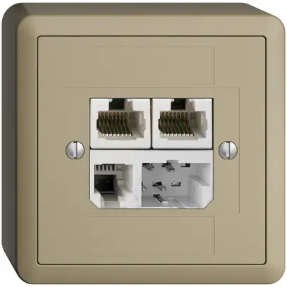 Prise AP T+T/2×RJ45/RJ11/u ADSL ITplus EDIZIOdue sand 
