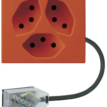 Presa INS 3×tipo 13 Hager FLF per cavo piatto Technofil L2 arancione 