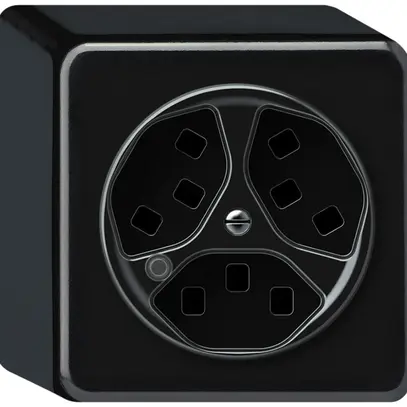 Presa AP origin 3×tipo 23 lum.verde 16A 230V 88×88×54mm nero 