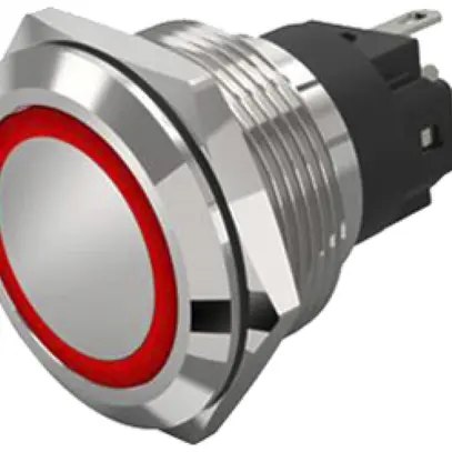 Contact à poussoir lumineux EAO 82 1COM 24V racc.fich.plat Ø22mm encliquetab.ro 
