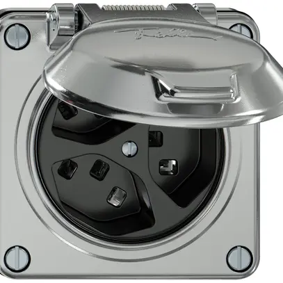 UP-Steckdose ELEMENT 3×Typ 23 1×S 16A 250V IP20 mit Klappdeckel aluminium 