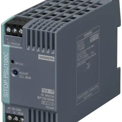 Stromversorgung Siemens SITOP PSU100C, IN:120…230VAC(110…300VDC), OUT:24VDC/2.5A 