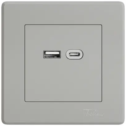 UP-USB-Ladesteckdose EDIZIO.liv SNAPFIX® 230VAC 18W 1×USB Typ A 1×USB Typ C hgu 