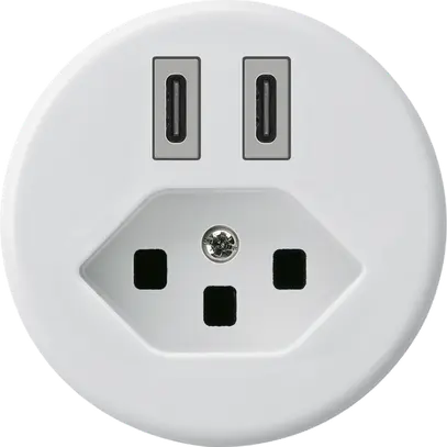 USB-Ladesteckdose Hager basico C-C 20W+T23 5V weiss 