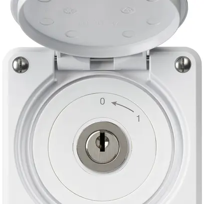 Contact pivotant à clé ENC robusto IP55 blanc avec clapet 2P 