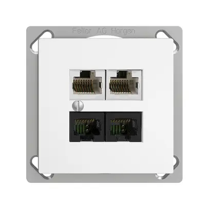Scatola INS 4×RJ45 2×u/2×s EDIZIOdue bianco R&M swissline NT 2ab 