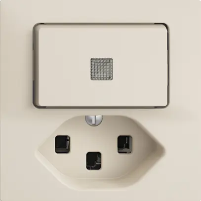 Leuchtkombination LS 6/1L+T23 crema, 16A EDIZIOdue mit Linse, LED gelb 