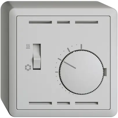 Termostato AP EDIZIOdue, c.interruttore, 74×74mm, grigio chiaro 