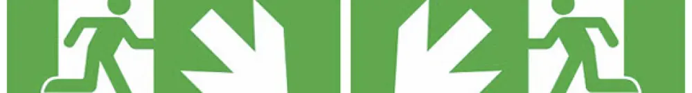 Set di pittogrammi DOTLUX EXITflip freccia diagonale sinistra/destra basso 2pz 