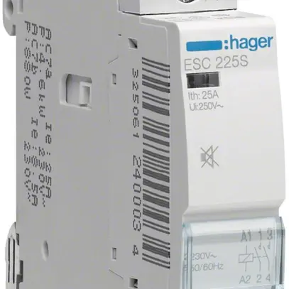 Contattore AMD Hager ESC 230VAC 2 chiusura 0 apertura 25A senza ronzio 1UM 