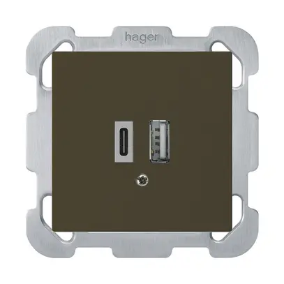 Prise de charge USB ENC kallysto 18W PD 1×type A 1×type C plaque d.fixation brun 