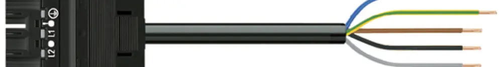 Câble de raccordement MIDI 5×2.5mm² 20A 400V 2m cod.A fiche-libre noir Cca 