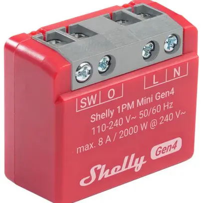 Shelly 1PM Mini Gen4 WiFi-Switch, Objet Act. mesure comm. WLAN, 8 A, BTh 