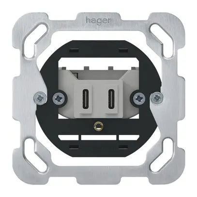 Presa di carica USB INC Hager C-C 20W 5V 77×77mm alluminio 