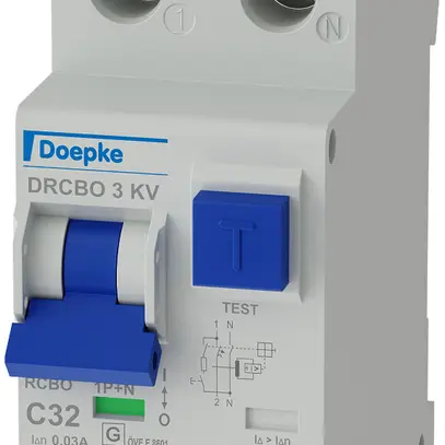 Disgiuntore differenziale Doepke DRCBO 3 3LN 32A C 30mA t.A, leggermente ritardo 