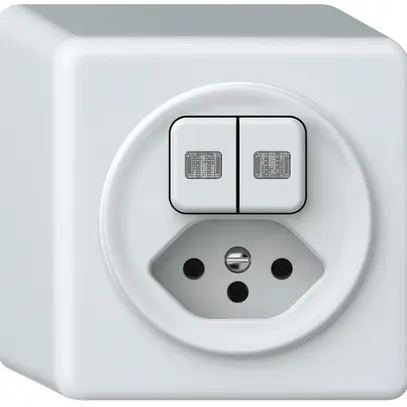 Combinazione AP origin 2×tasti 2×lumin.2CO+T13 1P 0<1 10A 230V 88×88×54mm bianco 