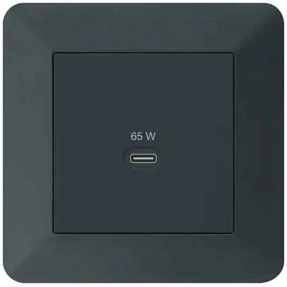 Presa di ricarica USB INC Hager kallysto.trend tipo C 65W 3250mA nero 