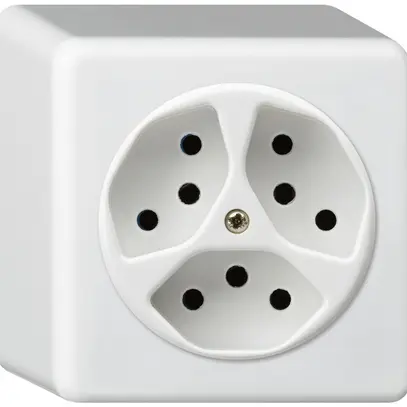 Prise AP basico 3×type 13/1 blanc h=54mm 