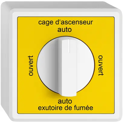 AP-Drehschalter EDIZIO.liv SNAPFIX® m.Griff Grav.F auto-ouvert-auto-ouvert gelb 