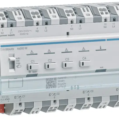 Attuatore-variatore KNX AMD Hager TYAS664AN, 4-volte, max. 1200W, 230V 