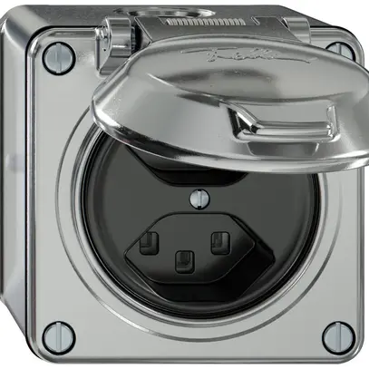 Prise AP ELEMENT 2×type 23 16A 250V IP20 avec couvercle aluminium 
