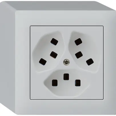 AP-Steckdose Hager kallysto 3×T23 Q lichtgrau 