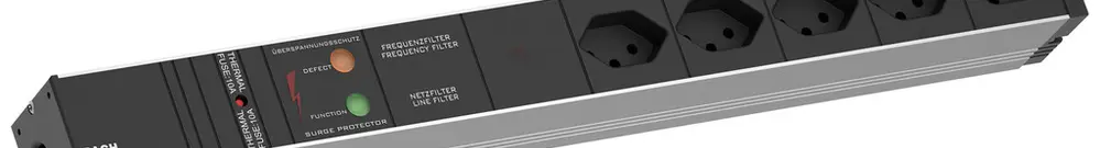 Steckdosenleiste 19" BACHMANN 5×T13 2m mit Gerätevollschutz 1HE schwarz 
