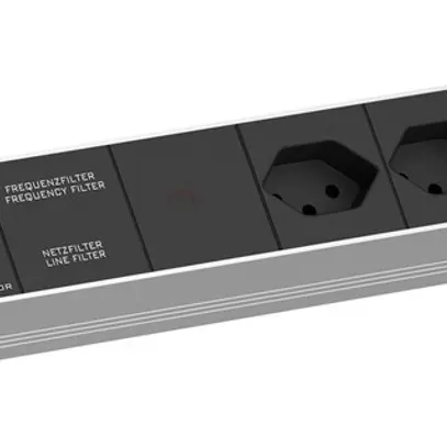 Presa multipla 19" BACHMANN 5×T13 2m con protezione completa apparecchi 1UA nero 