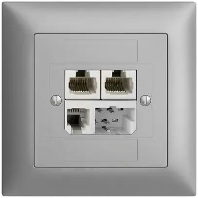 Scatola INC T+T/2×RJ45/RJ11/u ADSL ITplus EDIZIOdue silver 