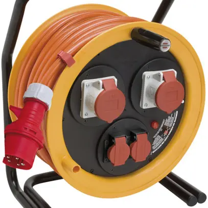 Avvolgicavo Brobusta 380 Ø380mm 40m 5×2.5mm² 2×T25 2×CEE16 giallo IP44 
