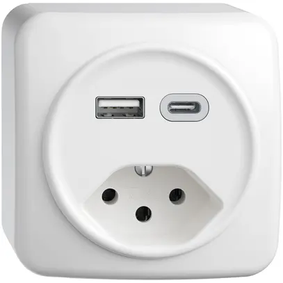 Prise de charge USB AP STANDARDdue SNAPFIX® USB A+C/T13 3A 230V AC bc 