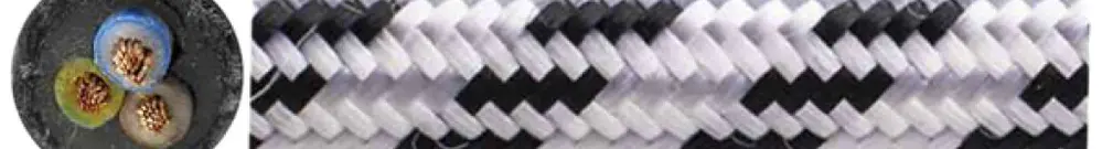 Câble textile Roesch, 3×0.75mm², PNE rond, noir/blanc 