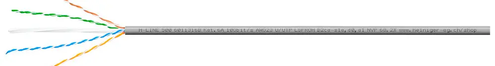Câble informatique H-LINE 500 U/UTP 4×2×0.57 LSFROH 500MHz cat.6A, gris, B2ca 