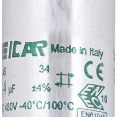 Condensatore ICAR IL 45/34 30X78MM 3.4µF 250V p.lampada (serie) Ø30×78mm 