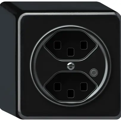Presa AP origin 2×tipo 23 lum.verde 16A 230V 88×88×54mm nero 