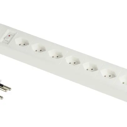 Presa multipla PRINCIPIO 9×tipo 13 orizzontale cavo 2m interruttore bianco 