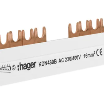 Pettine di raccordo Hager 4P 4L forca 16mm² 80A 1000×56mm bianco 