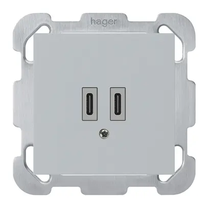 Prise de charge USB ENC Hager kallysto C-C 20W 5V 77×77mm gris 