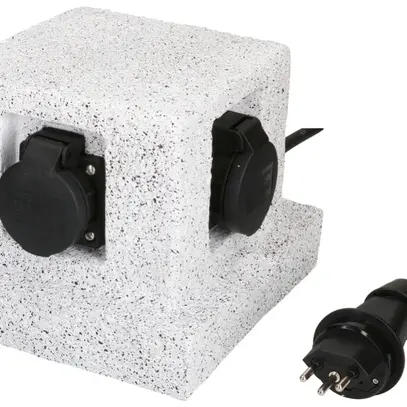 Prise de jardin MH 4×T13 aspect pierre bc résine 1.4m avec T13 10A 