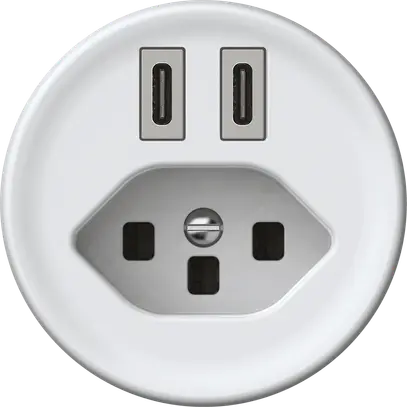 Presa di carica USB origin 2×USB-C 3000mA 5V con tipo 23 bianco 