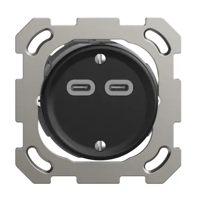 Presa INC USB 18W 2×tipo C Feller STANDARDdue QM 230V 3600mA nero 