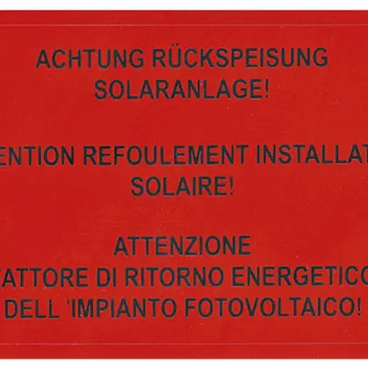 Étiquette UV pour installation s PV 50×90mm type 1 rouge 