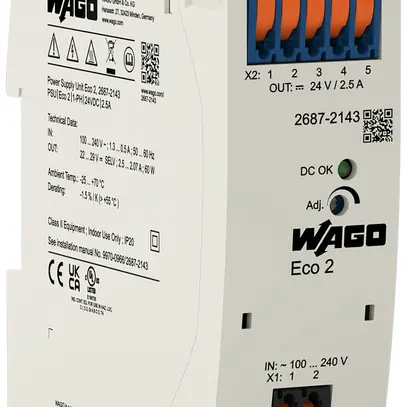 Alimentation INC WAGO Eco 2 90…264V 22…29V 2.5A 60W 2UM 