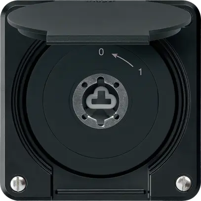 Contatto rotativo a chiave INC robusto IP55 nero coperchio s.cilindro 2P combi 