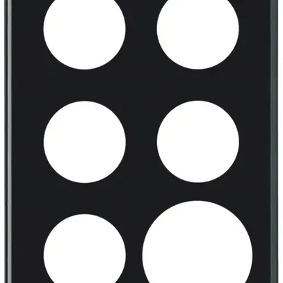 Placca di copertura INC basico 3×2 5×Ø43mm+Ø58mm nero 